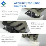 WP2203771 Top Hinge Right Side Compatible with Whirlpool Refrigerator 2203771