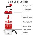 Geedel Hand Food Chopper, Quick Manual Vegetable Processor, Easy To Clean Rotary Dicer Mincer Mixer Blender for Onion, Garlic, Salad, Salsa, Nuts, Meat, Fruit, Ice, etc