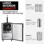 Beer Kegerator, Stainless Steel Single Tap Beer Kegerator Refrigerator, 128L Capacity with CO2 Tank, Drip Tray & Shelves, 32-50°F Cooling