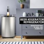 Beer Kegerator, Stainless Steel Single Tap Beer Kegerator Refrigerator, 128L Capacity with CO2 Tank, Drip Tray & Shelves, 32-50°F Cooling
