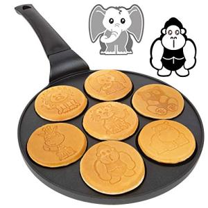 Animal Mini Pancake Pan - Make 7 Unique Flapjack Zoo Animals, Including a Elephant, Giraffe and More- Nonstick Pan Cake Maker Griddle for Breakfast Fun & Easy Cleanup, Xmas Holiday Breakfast or Gift