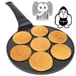 Animal Mini Pancake Pan - Make 7 Unique Flapjack Zoo Animals, Including a Elephant, Giraffe and More- Nonstick Pan Cake Maker Griddle for Breakfast Fun & Easy Cleanup, Xmas Holiday Breakfast or Gift