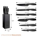 MasterChef Knife Set with Block, 6 Kitchen Knives and a Universal Knife Holder, Extra Sharp Stainless Steel Blades for Precise Cutting with Non Stick Coating & Soft Touch Easy Grip Handles, Black