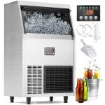 Coolake Commercial Ice Maker Machine 200 Lbs/24H with 50 Lbs Storage Bin, Stainless Steel Under Counter Ice Machine, Self Cleaning Freestanding Ice Maker for Home Bar Garage Outdoor Kitchen