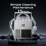 Coolake Commercial Ice Maker Machine 200 Lbs/24H with 50 Lbs Storage Bin, Stainless Steel Under Counter Ice Machine, Self Cleaning Freestanding Ice Maker for Home Bar Garage Outdoor Kitchen