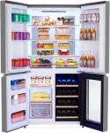 MilleLoom 36 Inch Refrigerator and Freezer, 21 Cu. Ft Counter Depth Fridge French Door Refrigerator with Wine Cooler, 4-Door Fridge with Automated Defrost & Touch Screen, Interior LED Light
