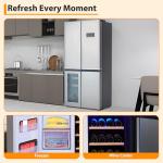 MilleLoom 36 Inch Refrigerator and Freezer, 21 Cu. Ft Counter Depth Fridge French Door Refrigerator with Wine Cooler, 4-Door Fridge with Automated Defrost & Touch Screen, Interior LED Light