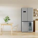 MilleLoom 36 Inch Refrigerator and Freezer, 21 Cu. Ft Counter Depth Fridge French Door Refrigerator with Wine Cooler, 4-Door Fridge with Automated Defrost & Touch Screen, Interior LED Light