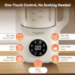 40oz Nut Milk Maker Machine– Almond, Oat & Soy Milk Machine with Auto Clean & Timer, No Filter Needed | 7-in-1 Glass Plant-Based Milk Blender for Healthy Homes-White