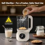 40oz Nut Milk Maker Machine– Almond, Oat & Soy Milk Machine with Auto Clean & Timer, No Filter Needed | 7-in-1 Glass Plant-Based Milk Blender for Healthy Homes-White