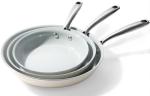 Cookersway Cookware Ceramic Nonstick Frying Pans: 3Pieces Non Stick Skillet 8 9.5 11 Inches - Healthy Egg Fry Pans - Free of PTFE,PFOA,PFAS