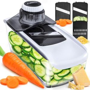 Fullstar Mandoline Slicer for Kitchen, Fruit Cutter, Cheese Grater, Cucumber Slicer, Food Cutter & Kitchen Gadgets (3 in 1, White)