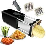 Fstcrt Electric French Fry Cutter, Professional Commercial and Household French Fries Cutter, Potato Slicer with 1/2Inch & 3/8Inch Blade, Automatic Cut Machine, Suitable for Potato Carrot Cucumber