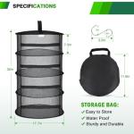 Yesker 4 Layer Herb Drying Rack Hanging Mesh Net Foldable Plant Drying Racks 18" Diameter with Black Zipper & Hook Dryer Hanging Rack for Herbs Seed Bud Fruit Clothes Grow Tent Closets Garden Outdoor