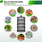 Yesker 4 Layer Herb Drying Rack Hanging Mesh Net Foldable Plant Drying Racks 18" Diameter with Black Zipper & Hook Dryer Hanging Rack for Herbs Seed Bud Fruit Clothes Grow Tent Closets Garden Outdoor