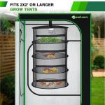 Yesker 4 Layer Herb Drying Rack Hanging Mesh Net Foldable Plant Drying Racks 18" Diameter with Black Zipper & Hook Dryer Hanging Rack for Herbs Seed Bud Fruit Clothes Grow Tent Closets Garden Outdoor