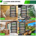 Yesker 4 Layer Herb Drying Rack Hanging Mesh Net Foldable Plant Drying Racks 18" Diameter with Black Zipper & Hook Dryer Hanging Rack for Herbs Seed Bud Fruit Clothes Grow Tent Closets Garden Outdoor