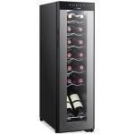 NutriChef 14 Bottle Wine Fridge | Single Zone Wine Chiller | Adjustable Temp 41°F - 64°F | Ultra Quiet Operation | Wine Cooler for Home & Office | 34x10x17 IN (Black)