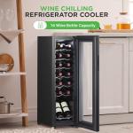 NutriChef 14 Bottle Wine Fridge | Single Zone Wine Chiller | Adjustable Temp 41°F - 64°F | Ultra Quiet Operation | Wine Cooler for Home & Office | 34x10x17 IN (Black)