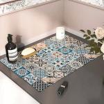 Mandala Boho Dish Drying Mats For Kitchen Counter Dryer Coffee Maker Bar Mat Table Countertop Pot Rubber Spill Pad (C Style, 23.6×15.7)