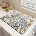 Mandala Boho Dish Drying Mats For Kitchen Counter Dryer Coffee Maker Bar Mat Table Countertop Pot Rubber Spill Pad (C Style, 23.6×15.7)