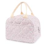 Dark Swan Cotton Quilted Insulated Lunch Bag, Cute Quilted Floral Tote Bags Reusable Lunch Box Coquette Aesthetic Large Capacity Insulated Cooler for Women Work Travel Picnic (Pink)