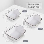 KOOV Bakeware Set, Ceramic Baking Dish Set, Rectangular Casserole Dish Set, Lasagna Pans for Cooking, Cake Dinner, Kitchen, 9 x 13 Inches, Texture Series 3-Piece (White)