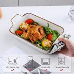 KOOV Bakeware Set, Ceramic Baking Dish Set, Rectangular Casserole Dish Set, Lasagna Pans for Cooking, Cake Dinner, Kitchen, 9 x 13 Inches, Texture Series 3-Piece (White)