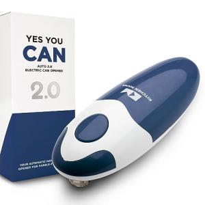 Kitchen Mama Auto 2.0 Electric Can Opener: Blade Opens Almost Any Can Pop or Soda Can - Automatic, Hands Free, Safe, Smooth Edge, Lid Remover, Battery Operated, Cordless, YES YOU CAN (Navy Blue)