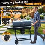 SUNLIFER Charcoal BBQ Grills Outdoor: Spacious Barrel Barbecue Grill with Side Front Table - Premium BBQ Smoker Combo for Backyard Cooking Patio Grilling Tailgating Party Camping Picnic