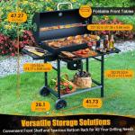 SUNLIFER Charcoal BBQ Grills Outdoor: Spacious Barrel Barbecue Grill with Side Front Table - Premium BBQ Smoker Combo for Backyard Cooking Patio Grilling Tailgating Party Camping Picnic