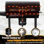 SUNLIFER Charcoal BBQ Grills Outdoor: Spacious Barrel Barbecue Grill with Side Front Table - Premium BBQ Smoker Combo for Backyard Cooking Patio Grilling Tailgating Party Camping Picnic