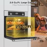 24 Inch Single Wall Oven, ETL Certified, ThermoMate 2.6 Cu. Ft. Electric Built-in Oven with 9 Cooking Functions in Stainless Steel, Convection Wall Oven, Anti-Mistouch Knob, Sensor Touch Control