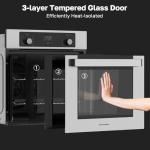 24 Inch Single Wall Oven, ETL Certified, ThermoMate 2.6 Cu. Ft. Electric Built-in Oven with 9 Cooking Functions in Stainless Steel, Convection Wall Oven, Anti-Mistouch Knob, Sensor Touch Control