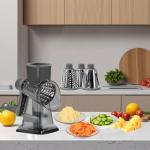 GOTOSOBAY Cheese Grater with Handle,Multifunctional Rotary Cheese Grater,Kitchen Cheese Shredder Can Easily Chop Vegetables,Potatoes,Carrots,Etc.The Suction Cup is Stable and Easy to Clean (gray)