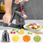 GOTOSOBAY Cheese Grater with Handle,Multifunctional Rotary Cheese Grater,Kitchen Cheese Shredder Can Easily Chop Vegetables,Potatoes,Carrots,Etc.The Suction Cup is Stable and Easy to Clean (gray)