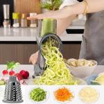 GOTOSOBAY Cheese Grater with Handle,Multifunctional Rotary Cheese Grater,Kitchen Cheese Shredder Can Easily Chop Vegetables,Potatoes,Carrots,Etc.The Suction Cup is Stable and Easy to Clean (gray)