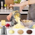 GOTOSOBAY Cheese Grater with Handle,Multifunctional Rotary Cheese Grater,Kitchen Cheese Shredder Can Easily Chop Vegetables,Potatoes,Carrots,Etc.The Suction Cup is Stable and Easy to Clean (gray)