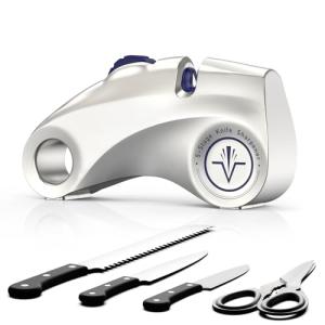 Manual Cycle Adjustment 15° 5-Stage Knife Sharpener, Diamond-Coated Carbide Ceramic Sharpener for Precision,Professional,Bread,Serrated,Chef's Knives,Scissors, Ergonomic Handle with Hanging Hole