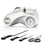 Manual Cycle Adjustment 15° 5-Stage Knife Sharpener, Diamond-Coated Carbide Ceramic Sharpener for Precision,Professional,Bread,Serrated,Chef's Knives,Scissors, Ergonomic Handle with Hanging Hole