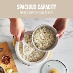 GreenLife Rice Cooker with Removable PFAS-Free Nonstick Pot, 3-Cups Uncooked/6-Cups Cooked, One-Switch Design, Auto Keep Warm Function, Soup, Grains, Oatmeal, Wood Handle, Cream