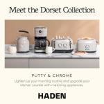 Haden Dorset 1.7 Liter Stainless Steel Electric Kettle, Hot Water Kettle with 360-Degree Base and Auto Shutoff, Putty & Chrome