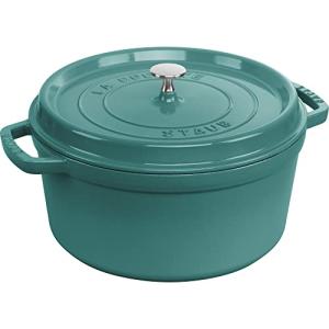 STAUB Cast Iron 7-qt Round Cocotte, Serves 7-8, Turquoise