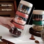 Povinmos 3Pack Overnight Oats Containers with Lids,10oz Glass Jar with Scew Lid,Salad Dressing Fruit Veggies Sauce Snacks Meal Prep Food Containers,Spice Jars,Wide Mouth Storage Containers