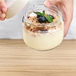 Povinmos 3Pack Overnight Oats Containers with Lids,10oz Glass Jar with Scew Lid,Salad Dressing Fruit Veggies Sauce Snacks Meal Prep Food Containers,Spice Jars,Wide Mouth Storage Containers