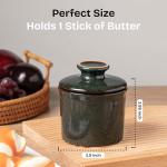 Teapeak Pottery Butter Keeper Crock - Ceramic Butter Dish with Water Line for Countertop, Keep Butter Fresh (Greenish Brown)