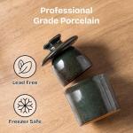 Teapeak Pottery Butter Keeper Crock - Ceramic Butter Dish with Water Line for Countertop, Keep Butter Fresh (Greenish Brown)