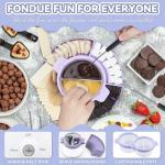 Party Desserts Electric Fondue Pot Set with 2 Pots, Candy & Chocolate Melting Pot, Melting Chocolate Warmer for Dipping, Fondue Pot Electric Set, Fondue Forks Included, 2.5 Cups, Lavender