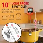 ThermoPro TP509 Candy Thermometer with Pot Clip, 10" Long Probe Instant Read Meat Food Thermometer with LCD, Cooking Oil Thermometer Deep Frying Thermometer for Candy Maple Syrup Sugar Brewing Making