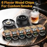Electric Whiskey Smoker Kit with 6-Color Ambient Light & 6 Wood Chips for Men, Dad, Husband - Bourbon & Cocktail Smoker